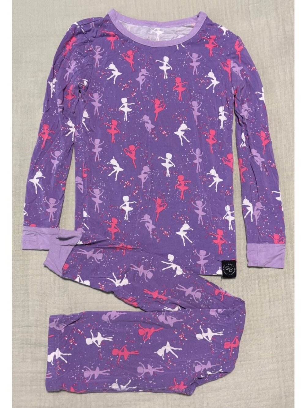 Sweet Bamboo Girls Purple Ballerina Pajama Set Size 8 Bamboo Blend